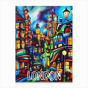 London Cityscape, Cubism and Surrealism, Typography Canvas Print