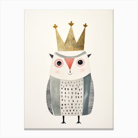 Little Snowy Owl 1 Wearing A Crown Canvas Print