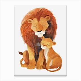 Barbary Lion Family Bonding Clipart 2 Canvas Print
