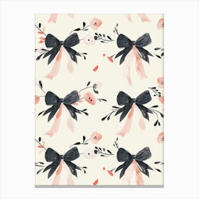 Pink And Black Bows 2 Pattern Canvas Print