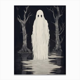 Ghost Sketch Halloween Art Canvas Print