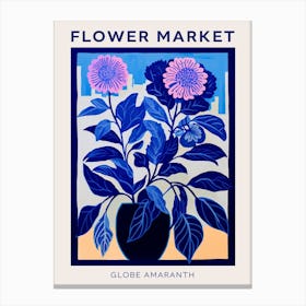 Blue Flower Market Poster Globe Amaranth 1 Canvas Print