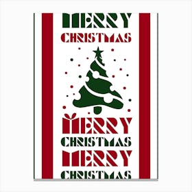 Red and Green Merry Christmas Canvas Print