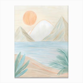 Desert Landscape With Palm Trees 2 Canvas Print