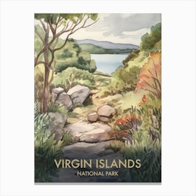 Virgin Islands National Park Watercolour Vintage Travel Poster 3 Canvas Print