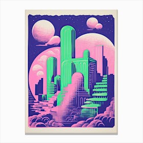 Perth In Risograph Style 3 Canvas Print