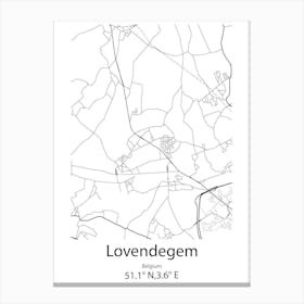 Lovendegem,Belgium Minimalist Map Canvas Print