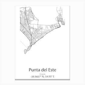 Punta Del Este,Uruguay Minimalist Map Canvas Print