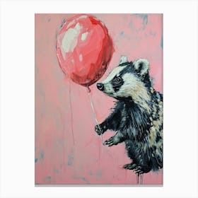 Cute Badger 1 With Balloon Canvas Print
