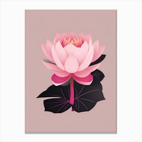 A Pink Lotus In Minimalist Style Vertical Composition 14 Canvas Print