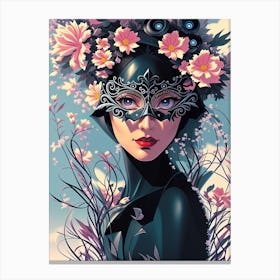 Lady In Black Mask Canvas Print