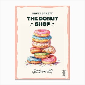 Stack Of Rainbow Donuts The Donut Shop 1 Canvas Print