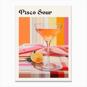 Pisco Sour 2 Retro Cocktail Poster Canvas Print