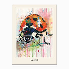 Ladybug Colourful Watercolour 3 Poster Canvas Print