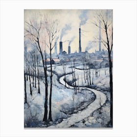 Winter City Park Painting Gas Works Park Seattle 2 Canvas Print