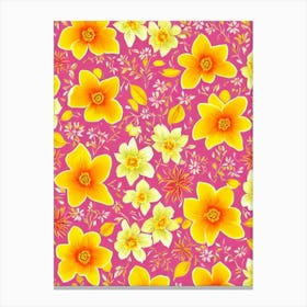 Daffodil Floral Print Warm Tones 2 Flower Canvas Print