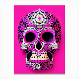 Skull With Mandala Patterns 2 Pink Pop Art Canvas Print