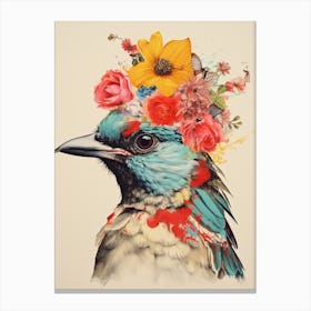 Bird With A Flower Crown Sparrow 4 Canvas Print