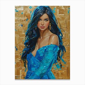 Woman In Blue Dress 1 Canvas Print