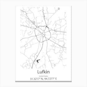 Lufkin,United States Minimalist Map Stampe su tela