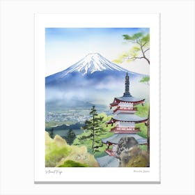 Mount Fuji, Japan 4 Watercolour Travel Poster Canvas Print