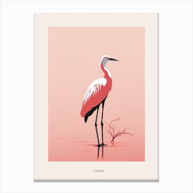 Minimalist Crane 3 Bird Poster Canvas Print