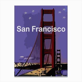 San Francisco, Golden Gate Bridge At Night Canvas Print