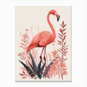 American Flamingo And Ginger Plants Minimalist Illustration 1 Canvas Print