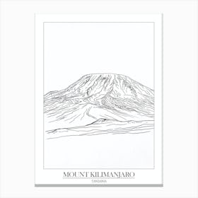 Mount Kilimanjaro Tanzania Line Drawing 7 Poster Canvas Print
