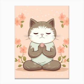 Kawaii Cat Drawings Yoga 2 Canvas Print