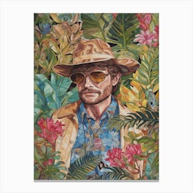 Floral Handpainted Portrait Of Indiana Jones 1 Canvas Print