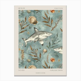 Pastel Blue Bamboo Shark Watercolour Seascape Pattern 1 Poster Canvas Print