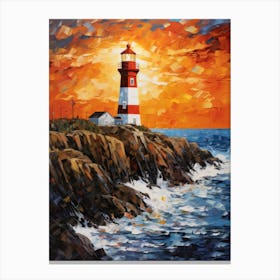 Lighthouse At Sunset 8 Canvas Print