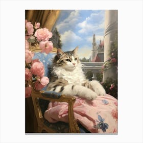 Cat In A Blanket Lounging In The Sun Canvas Print