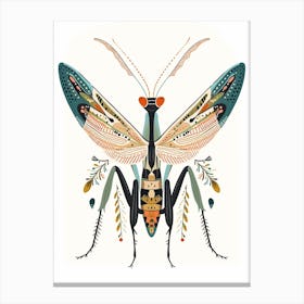 Colourful Insect Illustration Praying Mantis 8 Canvas Print