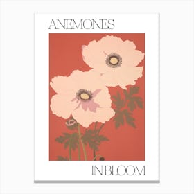 Anemones In Bloom Flowers Bold Illustration 1 Canvas Print