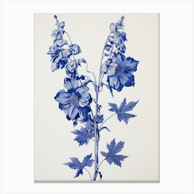 Blue Botanical Delphinium 2 Canvas Print