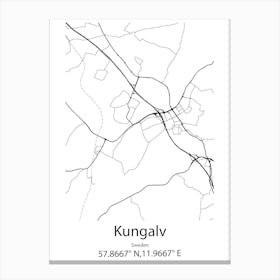 Kungalv,Sweden Minimalist Map Canvas Print