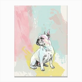 French Bulldog Pastel Watercolour Illustration Canvas Print