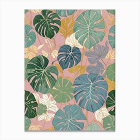 Pastel Abstract Monstera Delicious Monster Cheese Plant Canvas Print