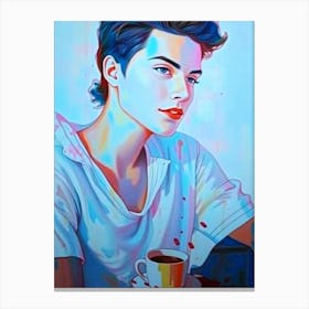 Young MAn With Cup Of Coffee Canvas Print