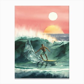 Surfer At Sunset Canvas Print