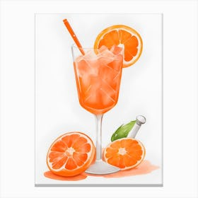 Aperol With Ice And Orange Watercolor Vertical Composition 27 Canvas Print