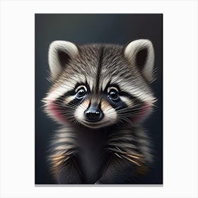 Baby Raccoon Cute Digital 4 Canvas Print