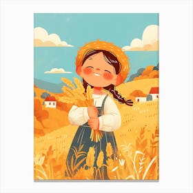 Cute Little Girl In A Wheat Field 16 Lienzo