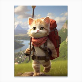 Kitten Hiking With A Backpack Canvas Print