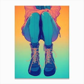 Girl With Boots Canvas Print