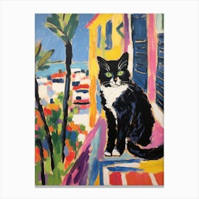 Painting Of A Cat In Cannes France 1 Canvas Print
