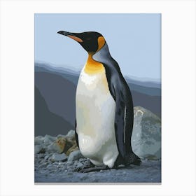 Emperor Penguin Gold Harbour Minimalist Illustration Illustration 4 Canvas Print