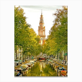 The Zuiderkerk Along Groenburgwal Canvas Print